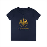 Evangelist V-Neck Women's T-Shirt — (Mark 16:15)