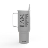 "I AM" Engraved Stainless Travel Cup with Lid & Straw