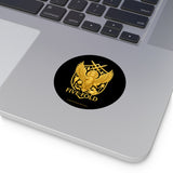 Five-Fold Passport Round Vinyl Sticker - Gold