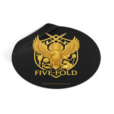 Five-Fold Passport Round Vinyl Sticker - Gold