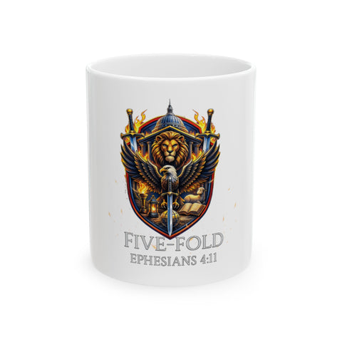 Five-Fold Ceramic Mug — Ephesians 4:11 (11oz)
