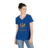 Evangelist V-Neck Women's T-Shirt — (Mark 16:15)