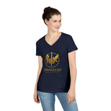 Evangelist V-Neck Women's T-Shirt — (Mark 16:15)