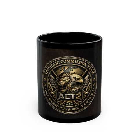 ACT2 Apostolic Commission Team Black Coffee Mug