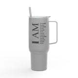 "I AM" Engraved Stainless Travel Cup with Lid & Straw
