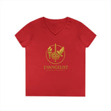 Evangelist V-Neck Women's T-Shirt — (Mark 16:15)