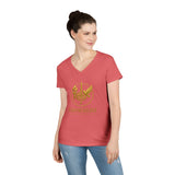 Evangelist V-Neck Women's T-Shirt — (Mark 16:15)