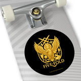 Five-Fold Passport Round Vinyl Sticker - Gold