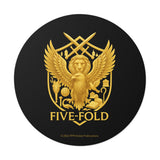 Five-Fold Passport Round Vinyl Sticker - Gold