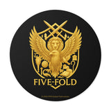 Five-Fold Passport Round Vinyl Sticker - Gold