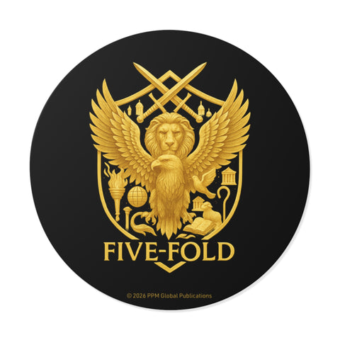 Five-Fold Passport Round Vinyl Sticker - Gold