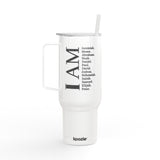 "I AM" Engraved Stainless Travel Cup with Lid & Straw