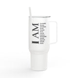 "I AM" Engraved Stainless Travel Cup with Lid & Straw