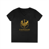 Evangelist V-Neck Women's T-Shirt — (Mark 16:15)