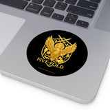 Five-Fold Passport Round Vinyl Sticker - Gold