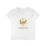 Evangelist V-Neck Women's T-Shirt — (Mark 16:15)
